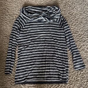 a.n.a Black and White Striped Cowl Neck Sweater